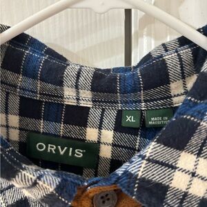 Orvis Navy and Cream Checkered Shirt